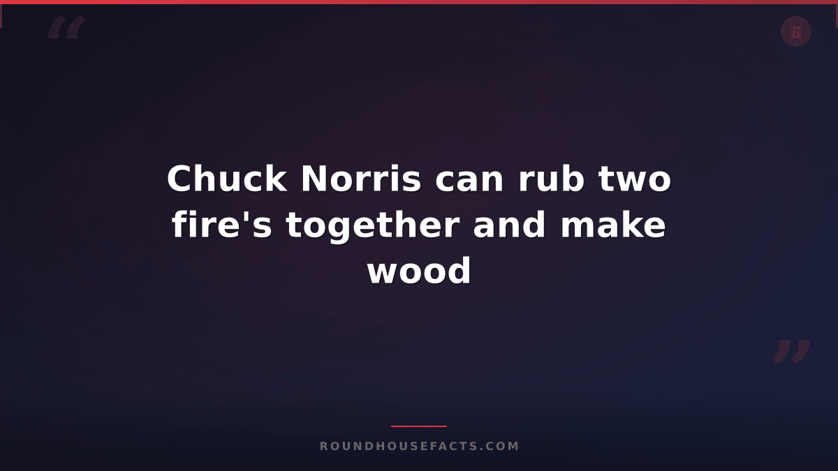 Chuck Norris Fact — Chuck Norris can rub two fire's together and make wood