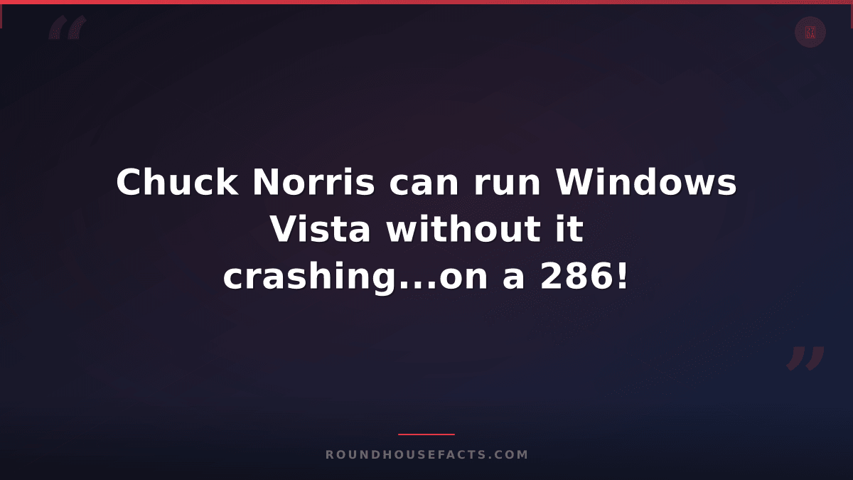 Chuck Norris Fact — Chuck Norris can run Windows Vista without it crashing...on