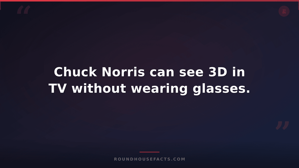 Chuck Norris Fact — Chuck Norris can see 3D in TV without wearing glasses.