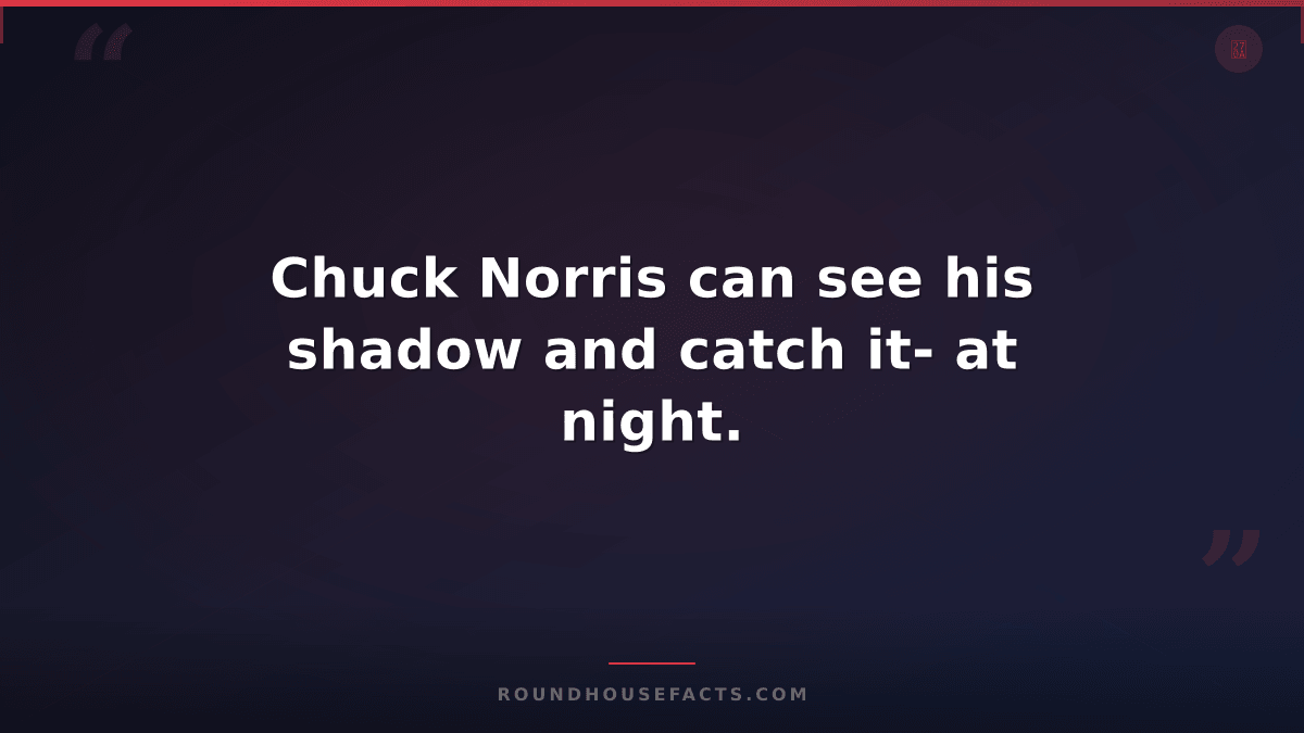Chuck Norris Fact — Chuck Norris can see his shadow and catch it- at night.