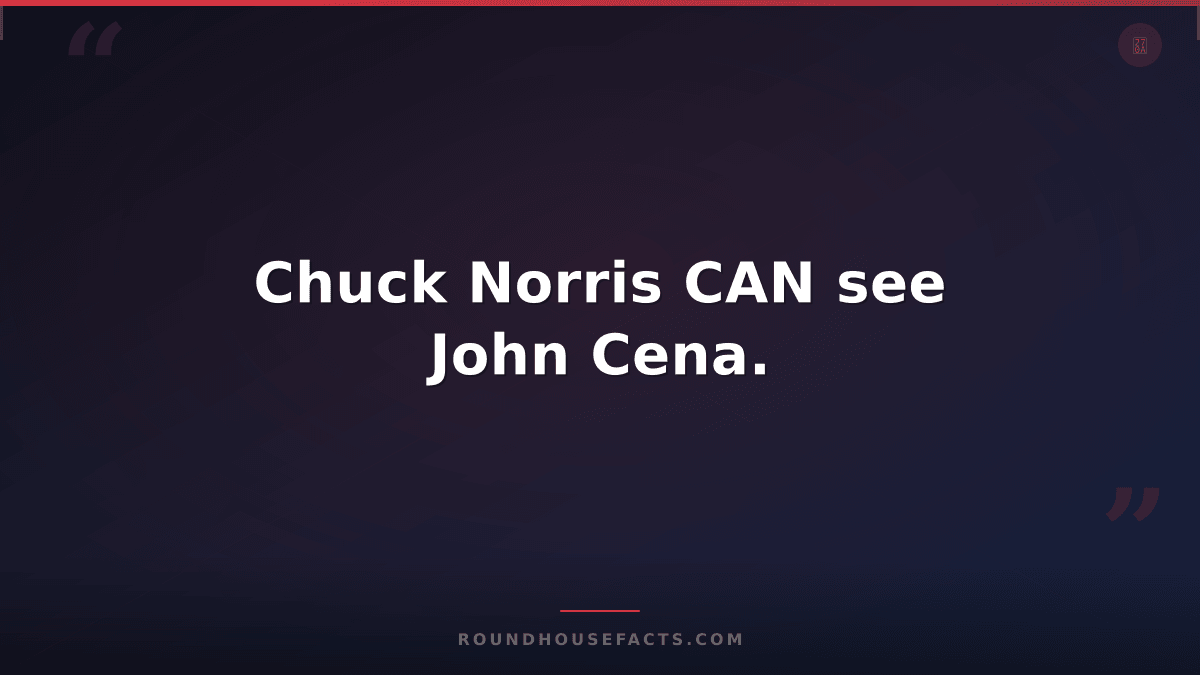 Chuck Norris Fact — Chuck Norris CAN see John Cena.