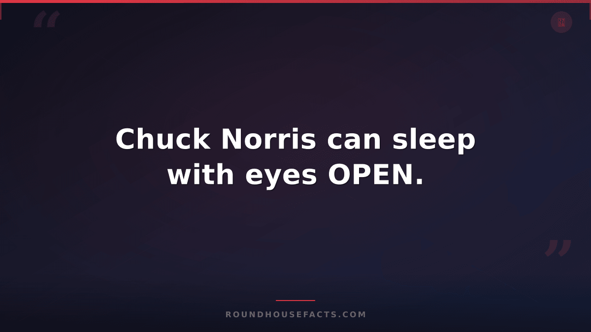 Chuck Norris Fact — Chuck Norris can sleep with eyes OPEN.
