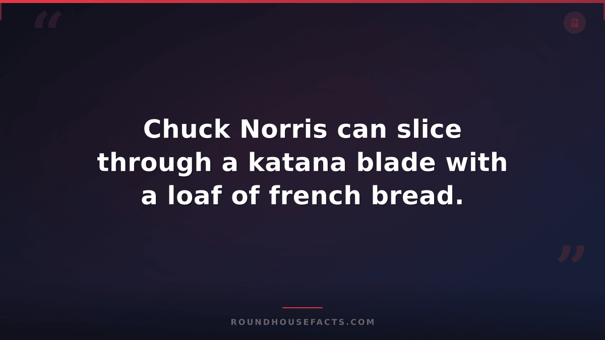 Chuck Norris Fact — Chuck Norris can slice through a katana blade with a loaf of