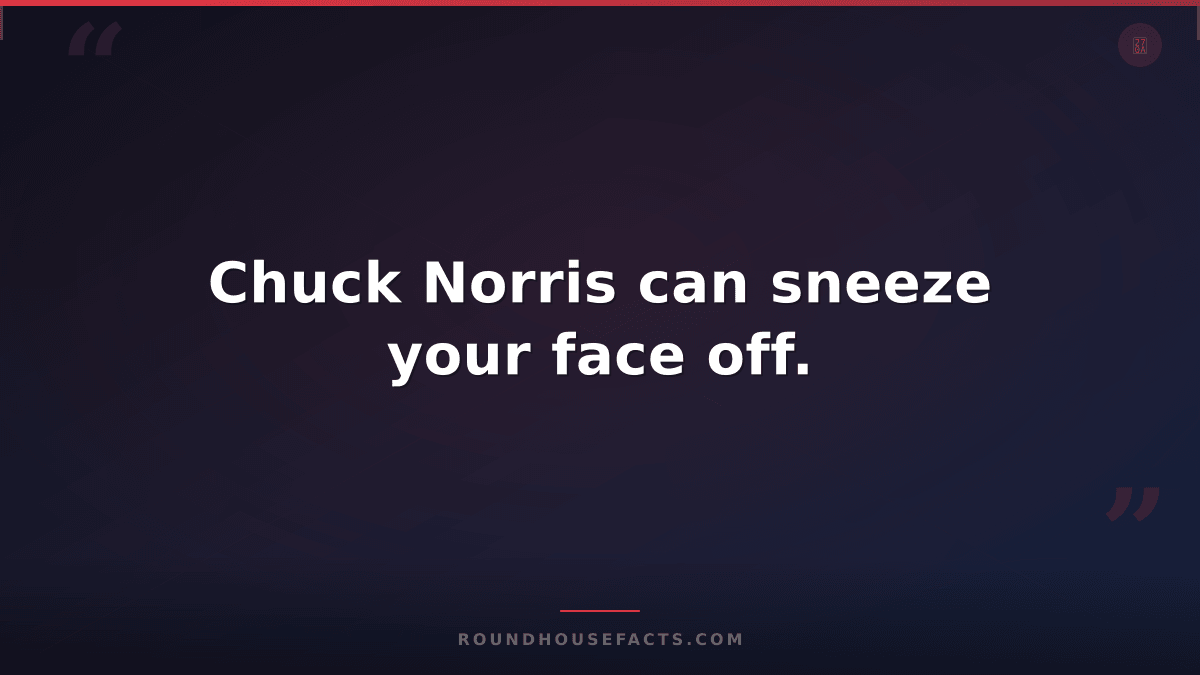 Chuck Norris Fact — Chuck Norris can sneeze your face off.