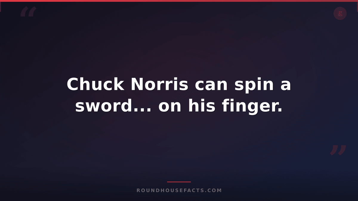 Chuck Norris Fact — Chuck Norris can spin a sword... on his finger.