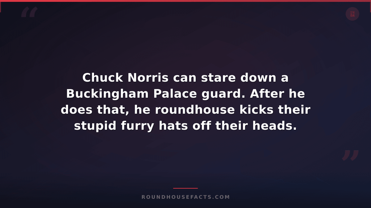 Chuck Norris Fact — Chuck Norris can stare down a Buckingham Palace guard. After