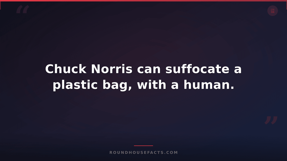 Chuck Norris Fact — Chuck Norris can suffocate a plastic bag, with a human.