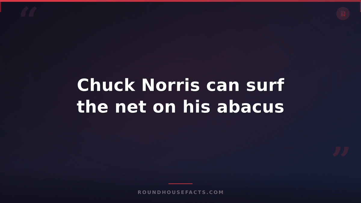 Chuck Norris Fact — Chuck Norris can surf the net on his abacus