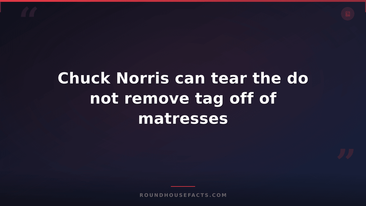 Chuck Norris Fact — Chuck Norris can tear the do not remove tag off of matresses