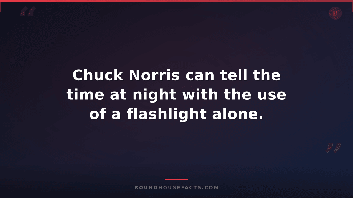 Chuck Norris Fact — Chuck Norris can tell the time at night with the use of a fl