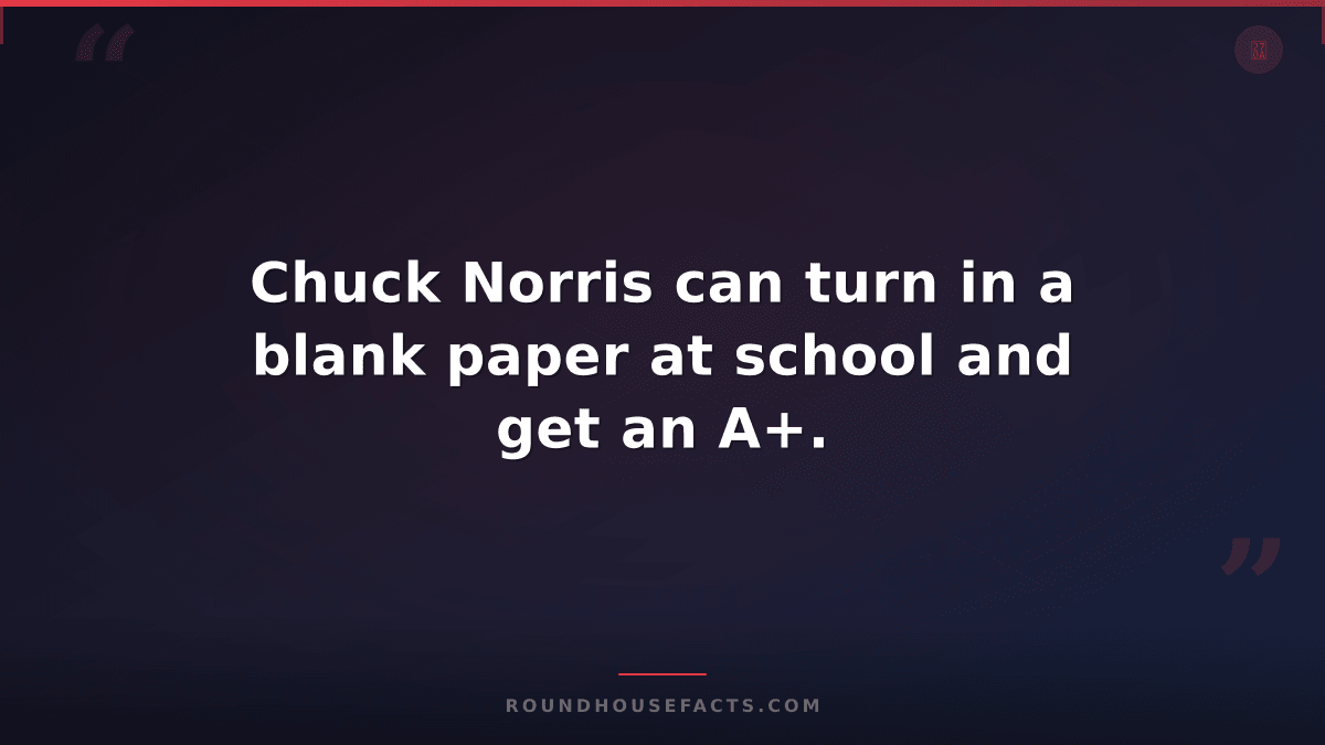 Chuck Norris Fact — Chuck Norris can turn in a blank paper at school and get an