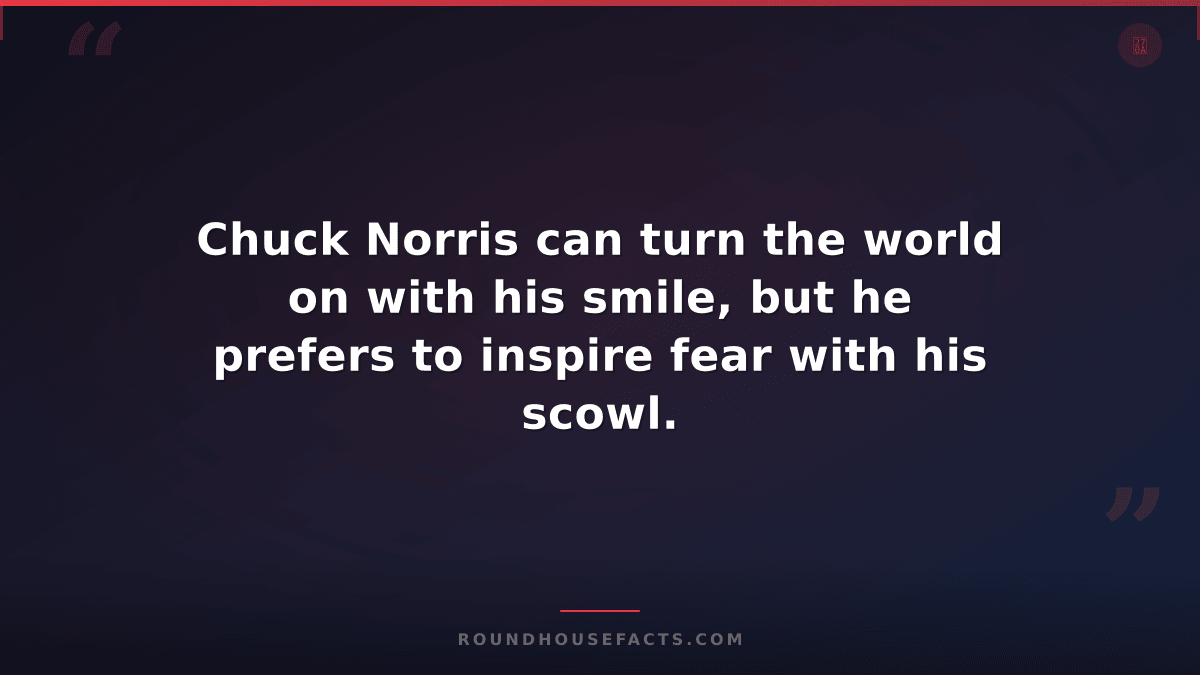 Chuck Norris Fact — Chuck Norris can turn the world on with his smile, but he pr