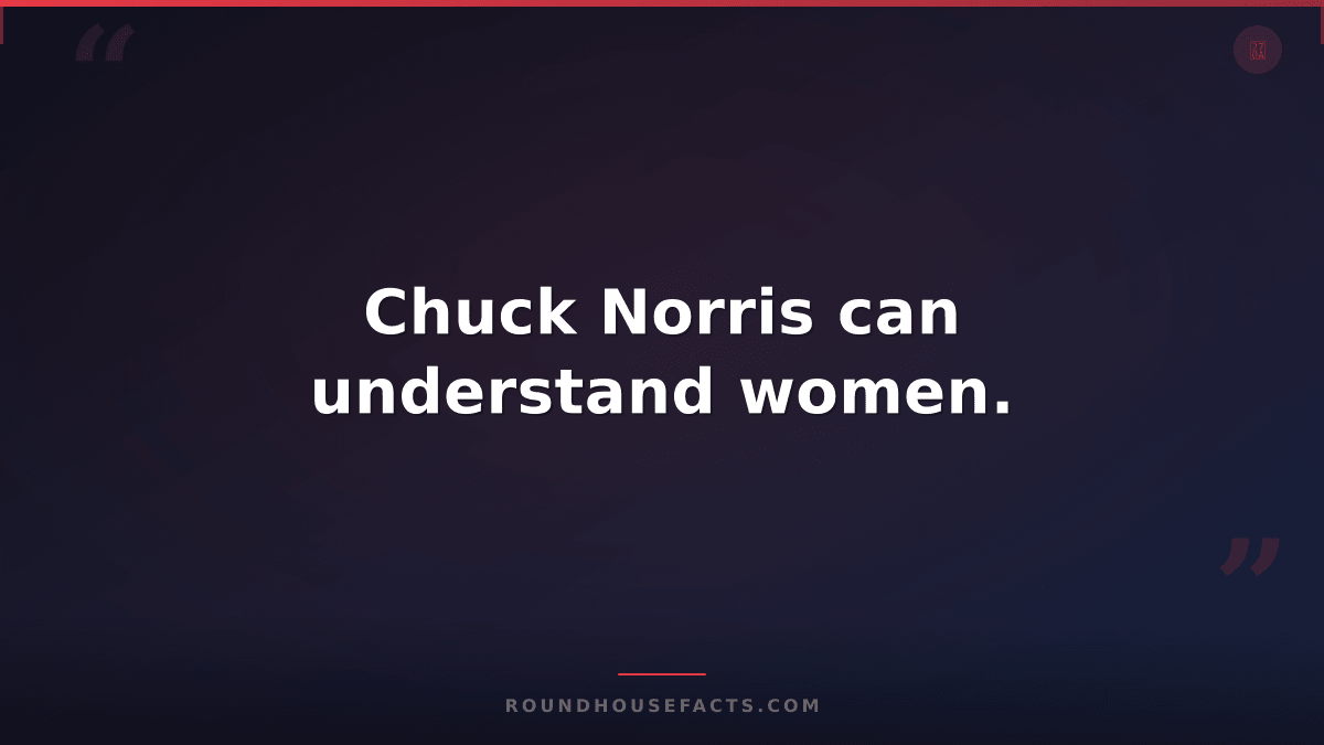 Chuck Norris Fact — Chuck Norris can understand women.