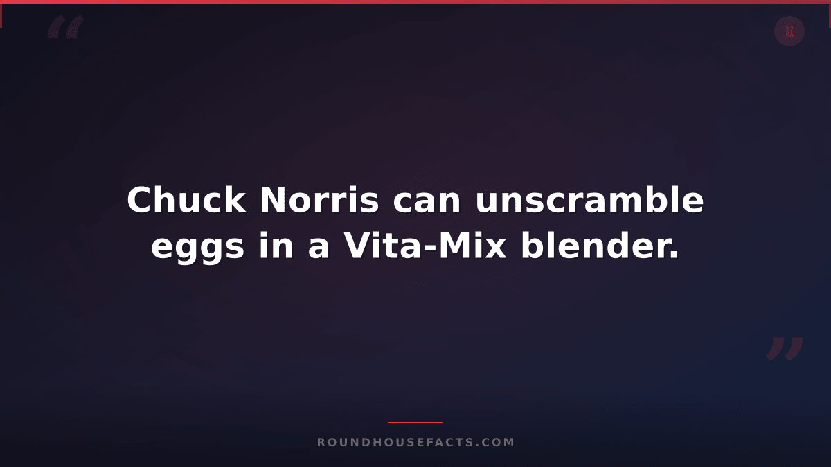 Chuck Norris Fact — Chuck Norris can unscramble eggs in a Vita-Mix blender.
