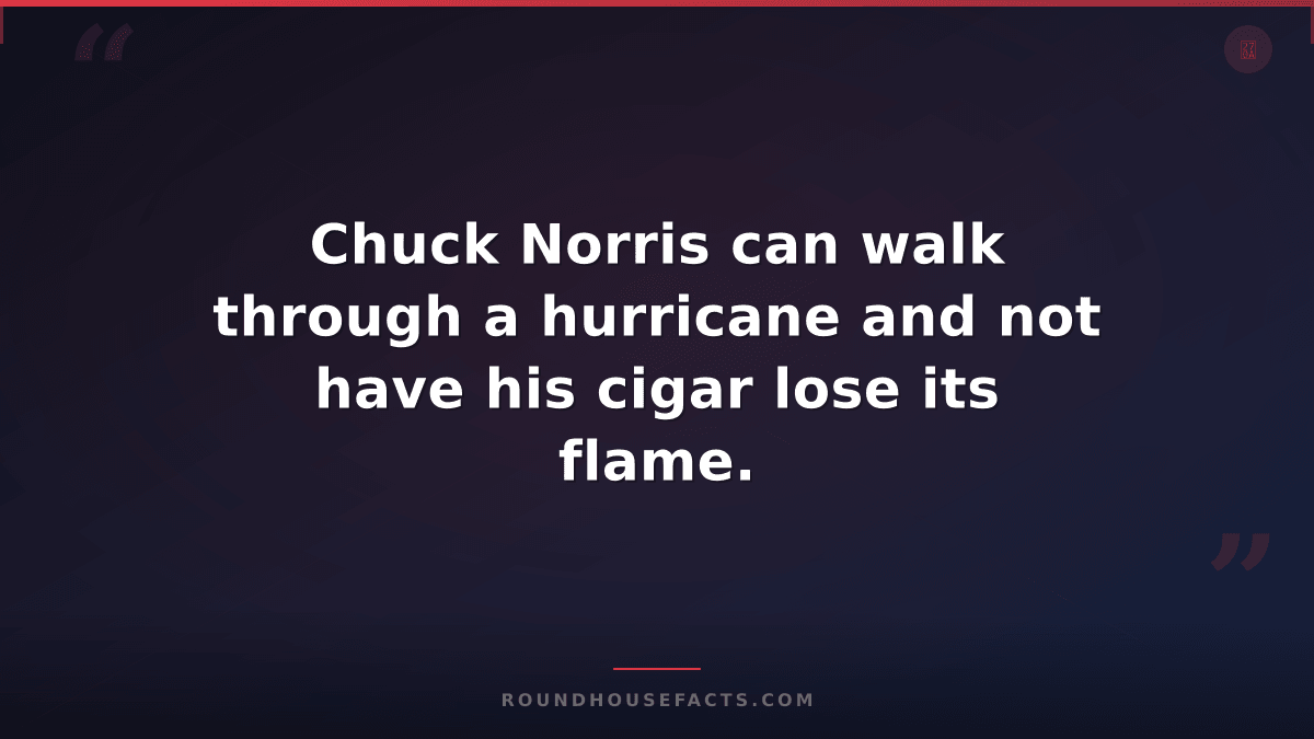 Chuck Norris Fact — Chuck Norris can walk through a hurricane and not have his c