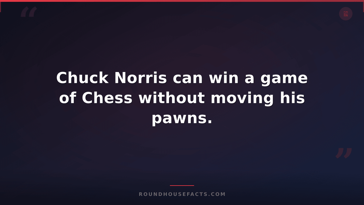 Chuck Norris Fact — Chuck Norris can win a game of Chess without moving his pawn