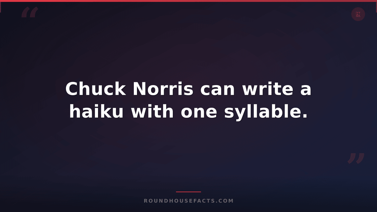 Chuck Norris Fact — Chuck Norris can write a haiku with one syllable.