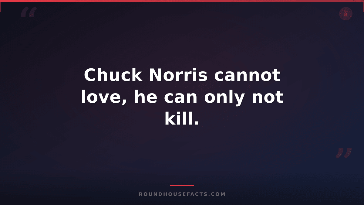 Chuck Norris Fact — Chuck Norris cannot love, he can only not kill.