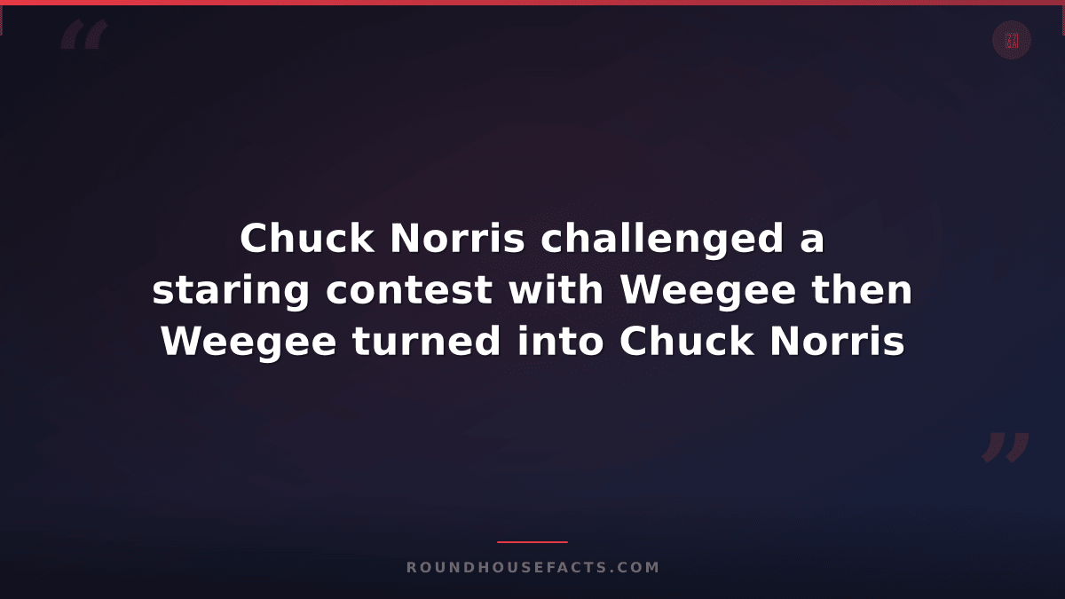 Chuck Norris Fact — Chuck Norris challenged a staring contest with Weegee then W