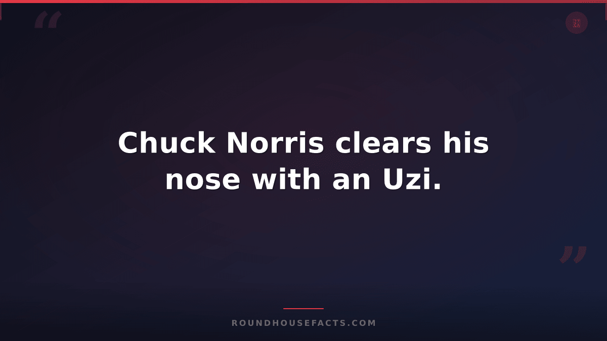 Chuck Norris Fact — Chuck Norris clears his nose with an Uzi.