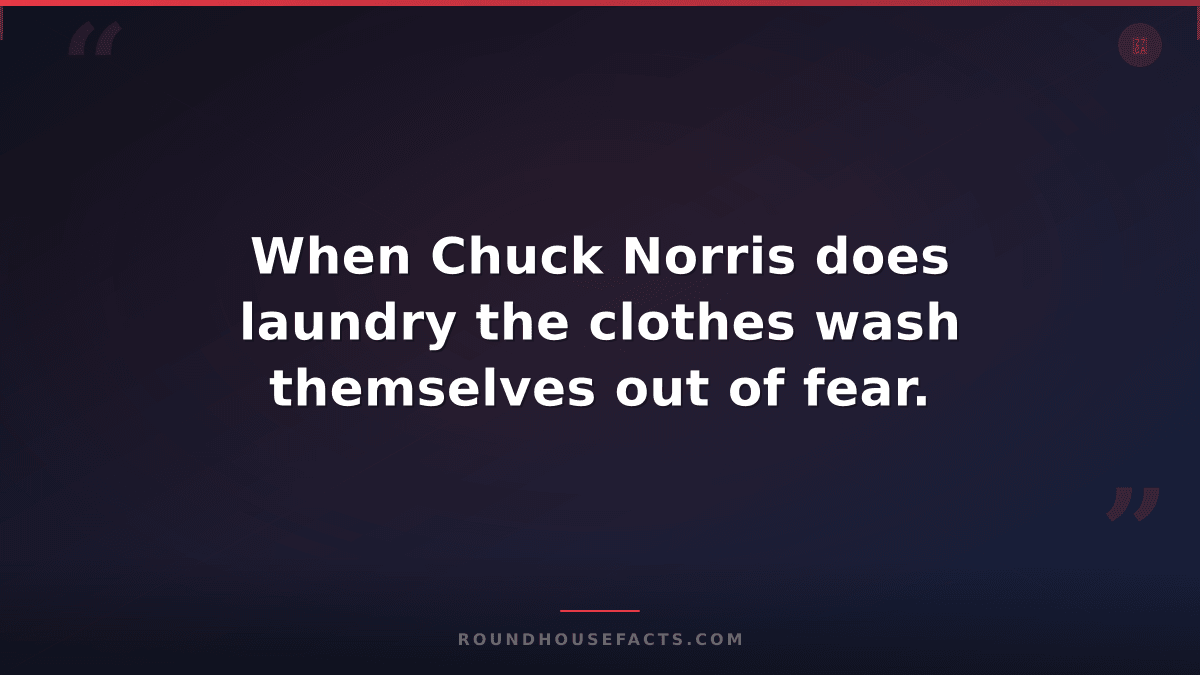 Chuck Norris Fact — When Chuck Norris does laundry the clothes wash themselves o