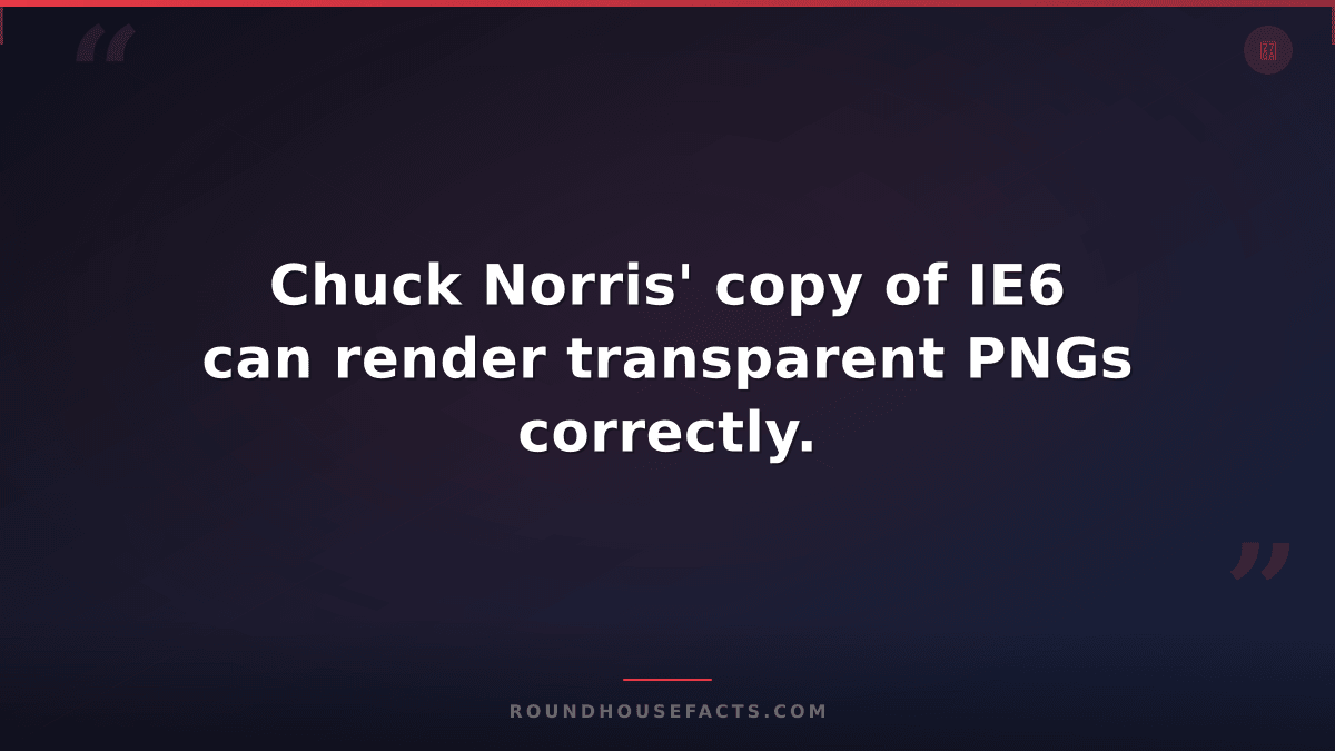 Chuck Norris Fact — Chuck Norris' copy of IE6 can render transparent PNGs correc