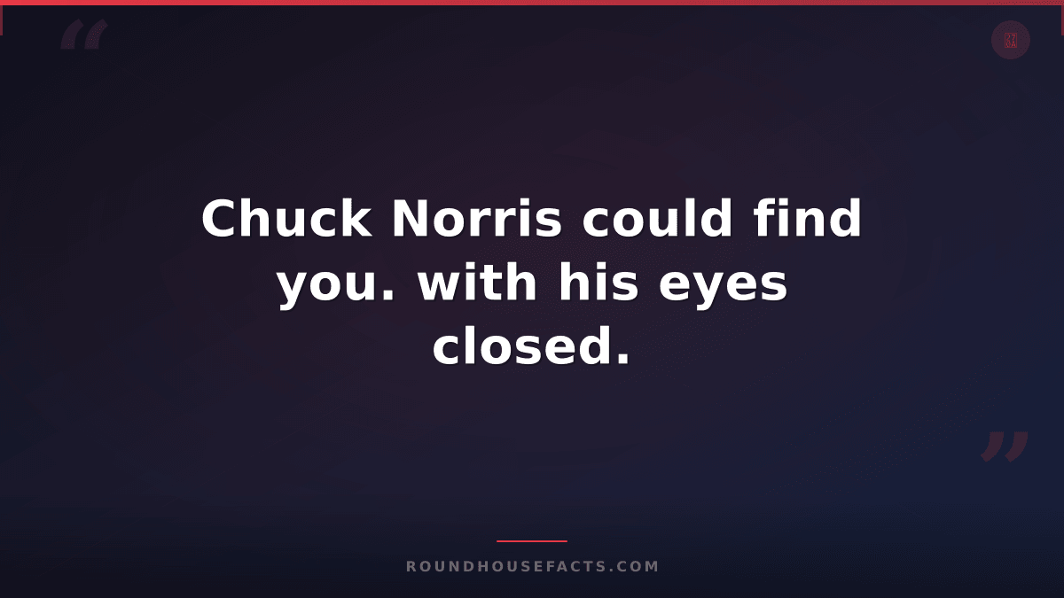 Chuck Norris Fact — Chuck Norris could find you. with his eyes closed.