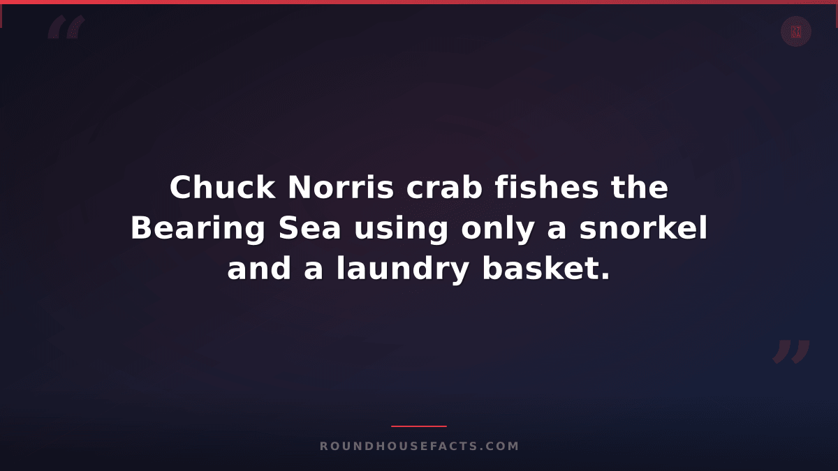 Chuck Norris Fact — Chuck Norris crab fishes the Bearing Sea using only a snorke
