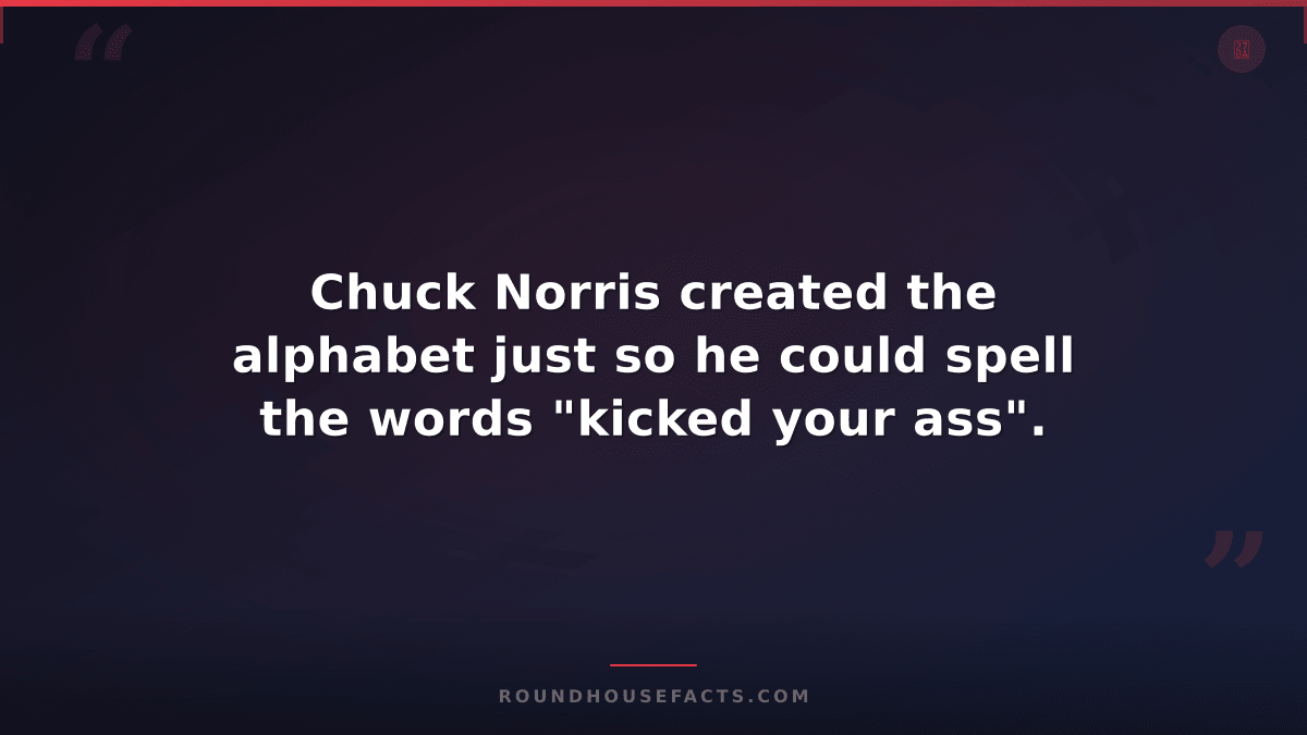 Chuck Norris Fact — Chuck Norris created the alphabet just so he could spell the