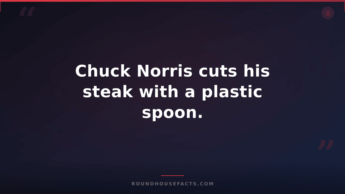Chuck Norris Fact — Chuck Norris cuts his steak with a plastic spoon.