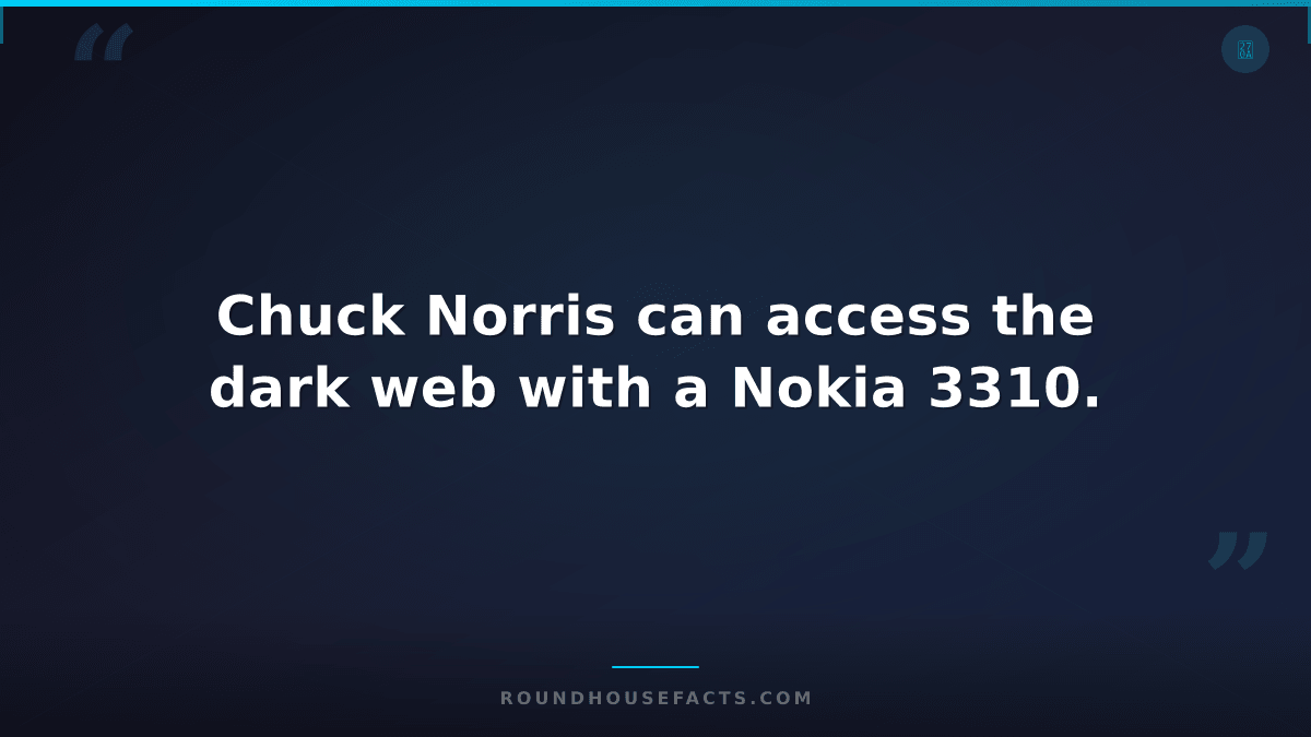 Chuck Norris Fact — Chuck Norris can access the dark web with a Nokia 3310.