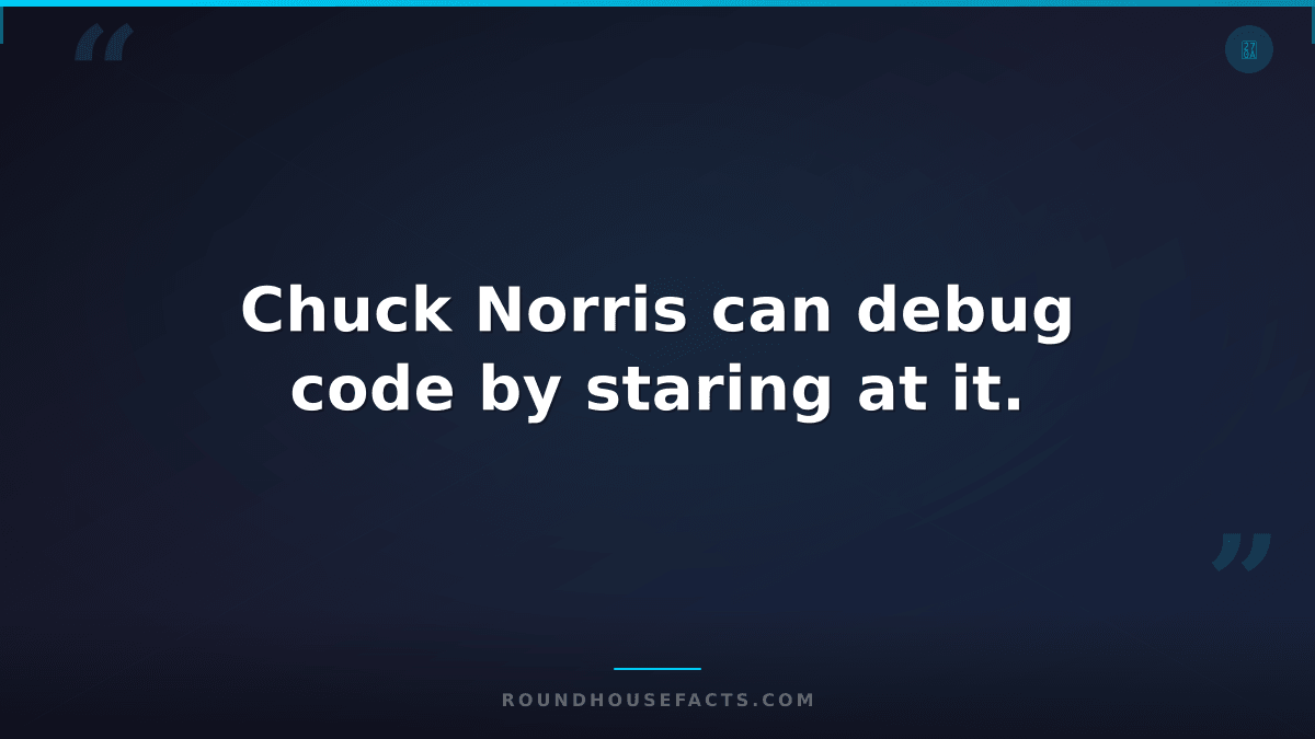 Chuck Norris Fact — Chuck Norris can debug code by staring at it.