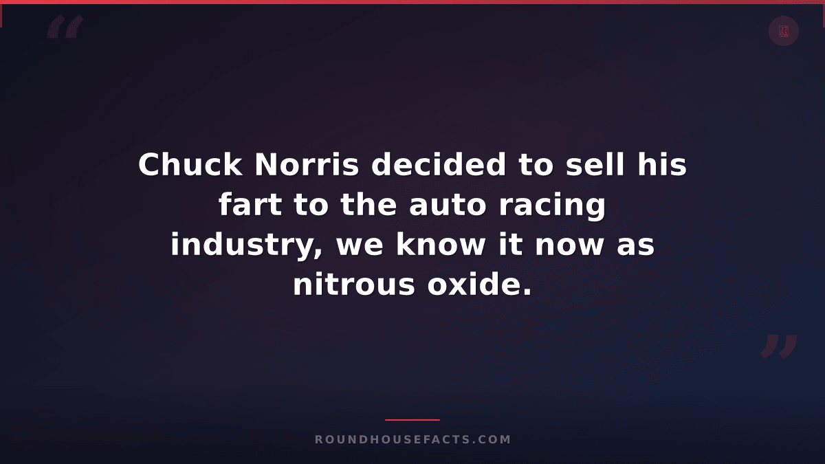 Chuck Norris Fact — Chuck Norris decided to sell his fart to the auto racing ind