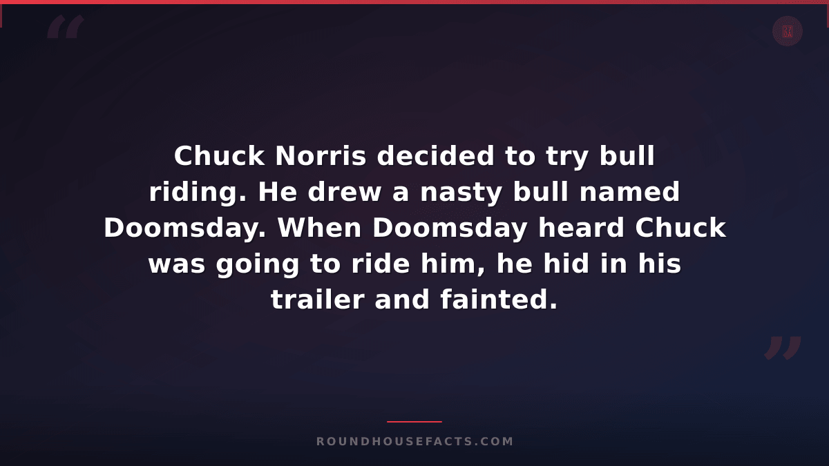 Chuck Norris Fact — Chuck Norris decided to try bull riding. He drew a nasty bul