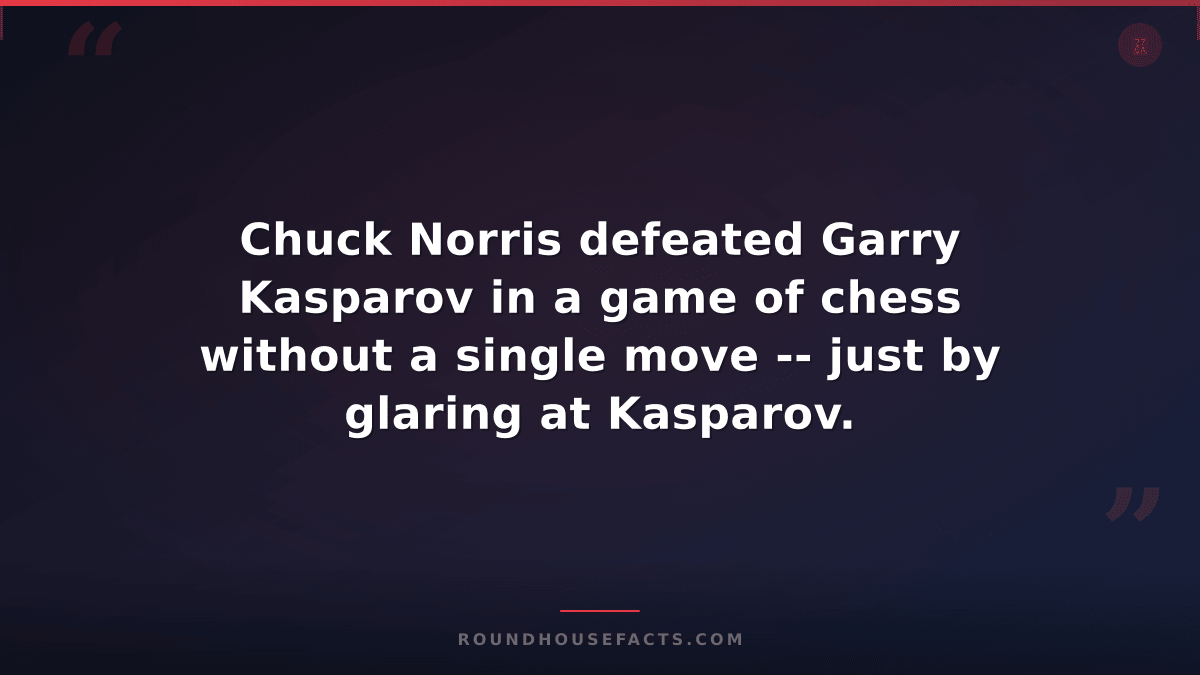 Chuck Norris Fact — Chuck Norris defeated Garry Kasparov in a game of chess with