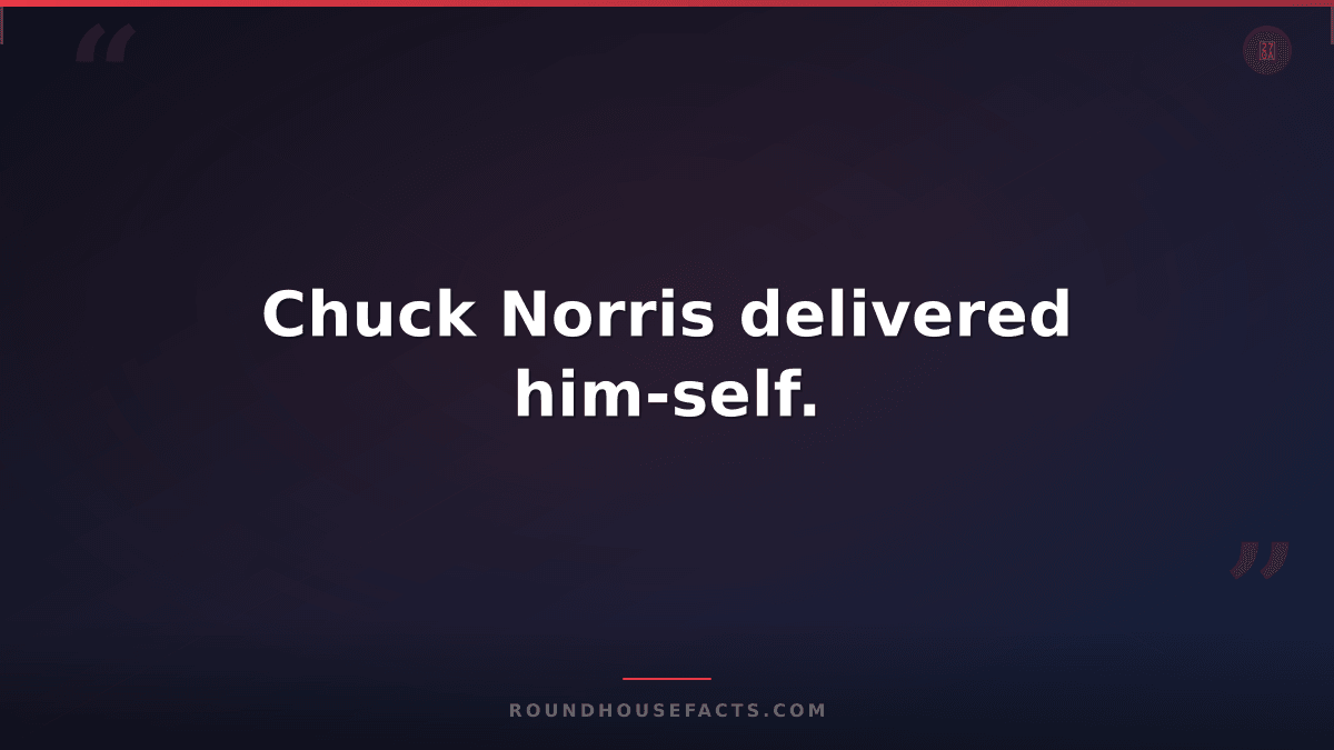 Chuck Norris Fact — Chuck Norris delivered him-self.