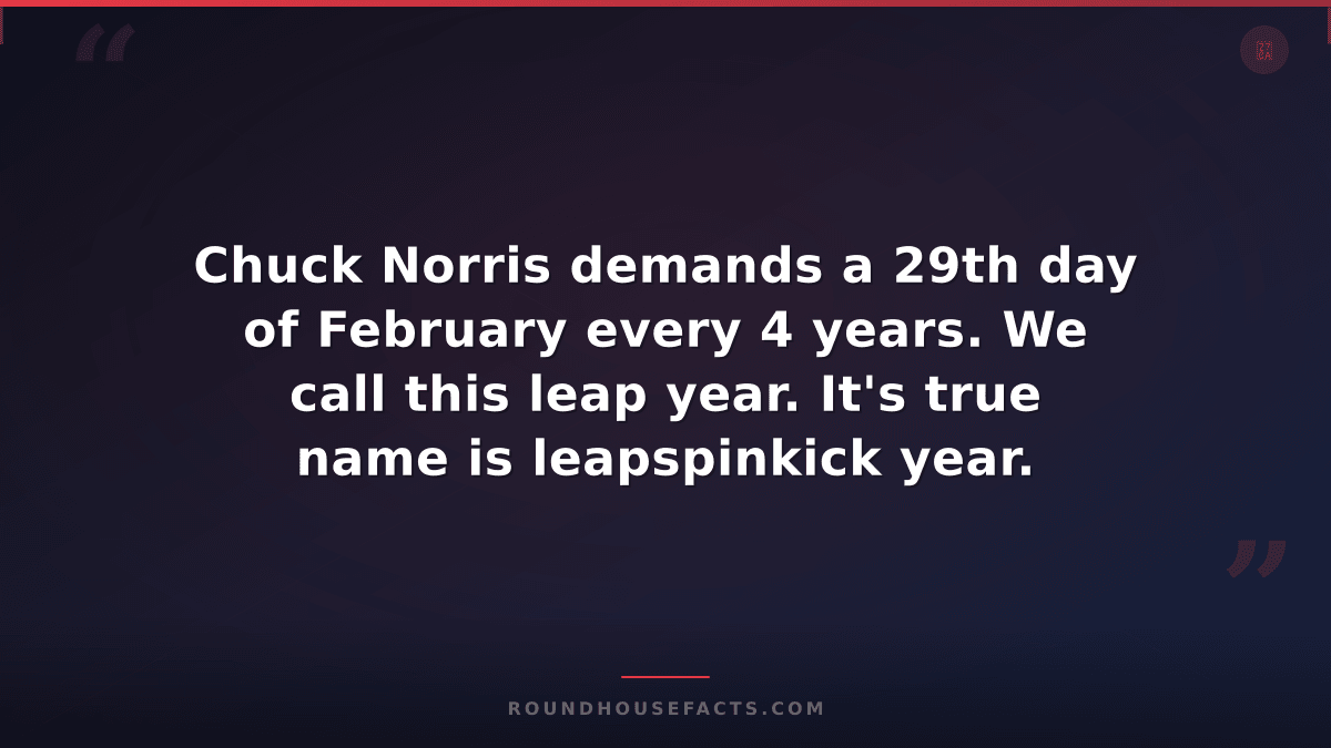 Chuck Norris Fact — Chuck Norris demands a 29th day of February every 4 years. W