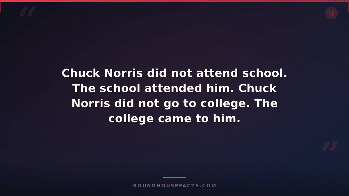 Chuck Norris Fact — Chuck Norris did not attend school. The school attended him.