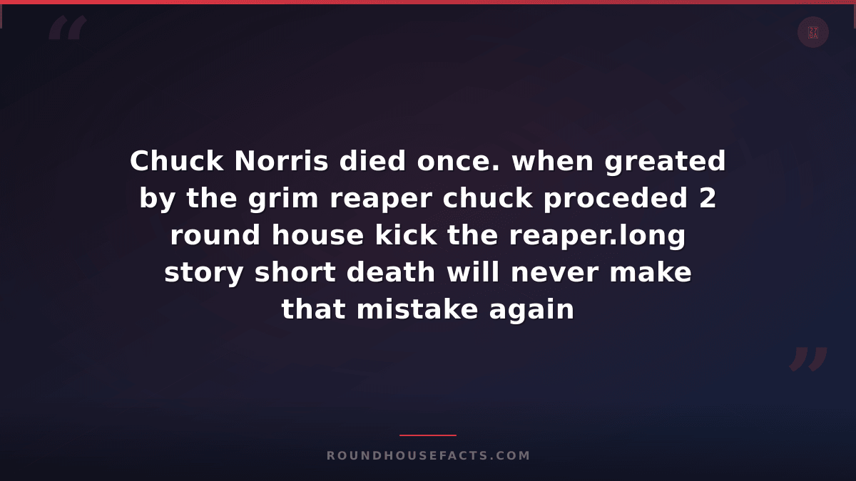 Chuck Norris Fact — Chuck Norris died once. when greated by the grim reaper chuc