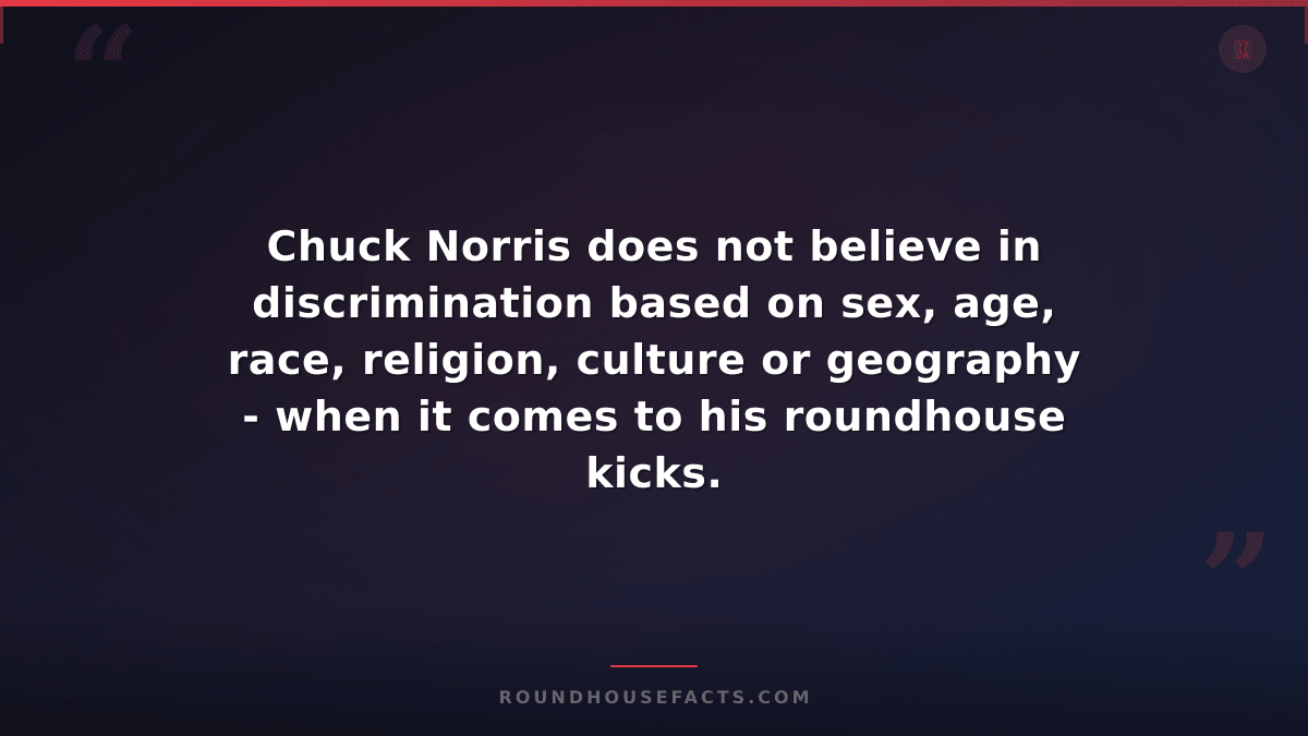 Chuck Norris Fact — Chuck Norris does not believe in discrimination based on sex
