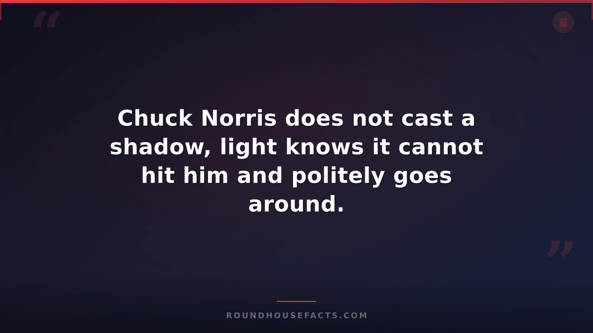 Chuck Norris Fact — Chuck Norris does not cast a shadow, light knows it cannot h