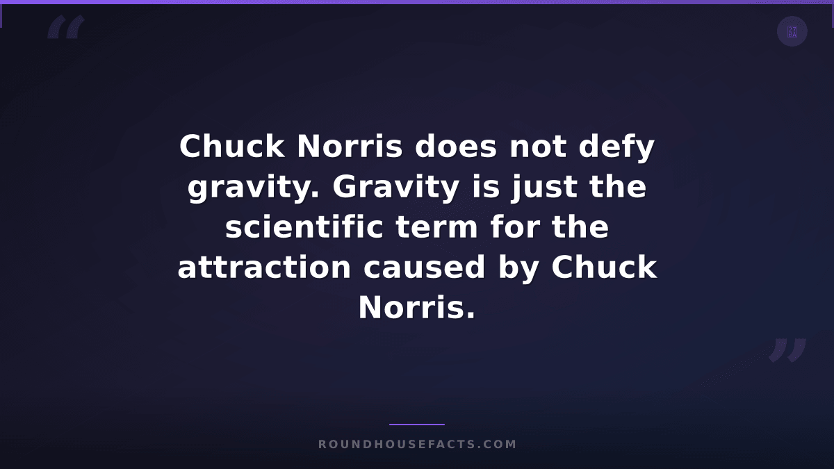 Chuck Norris Fact — Chuck Norris does not defy gravity. Gravity is just the scie