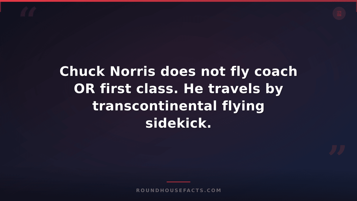 Chuck Norris Fact — Chuck Norris does not fly coach OR first class. He travels b