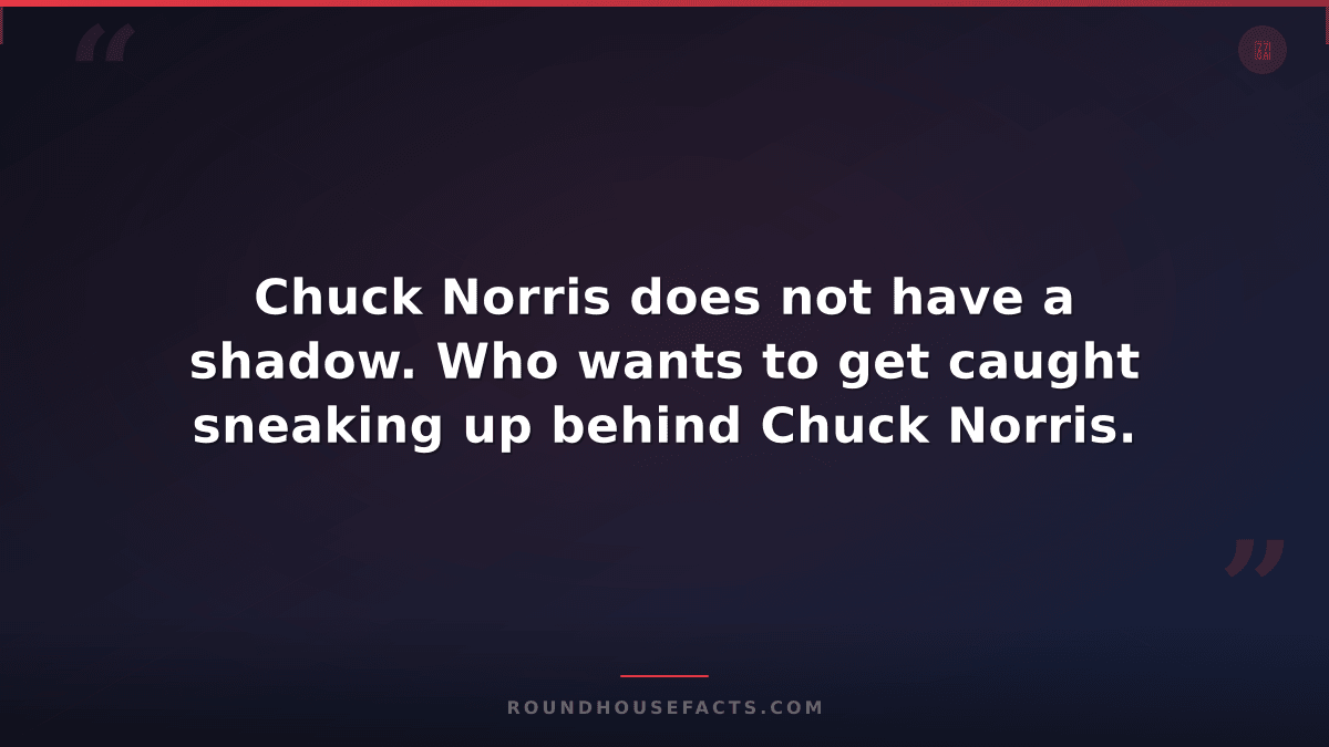 Chuck Norris Fact — Chuck Norris does not have a shadow. Who wants to get caught
