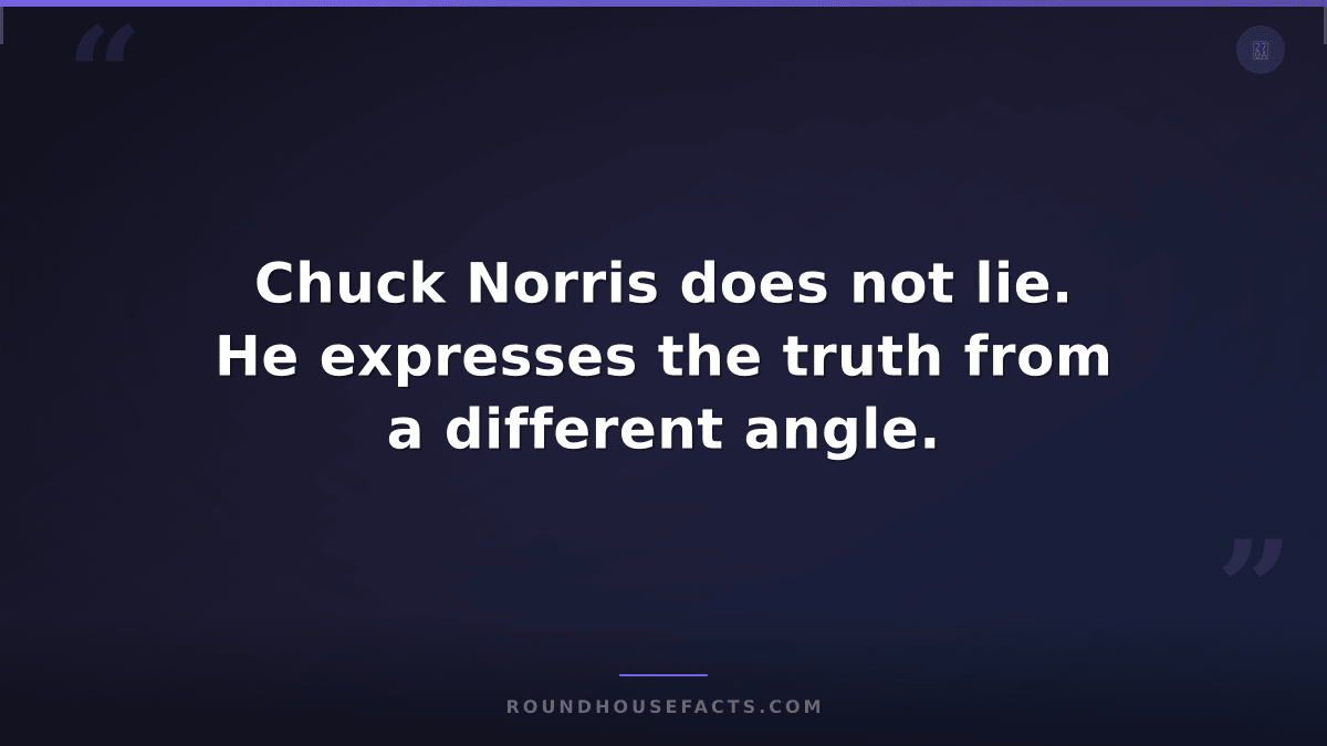 Chuck Norris Fact — Chuck Norris does not lie. He expresses the truth from a dif