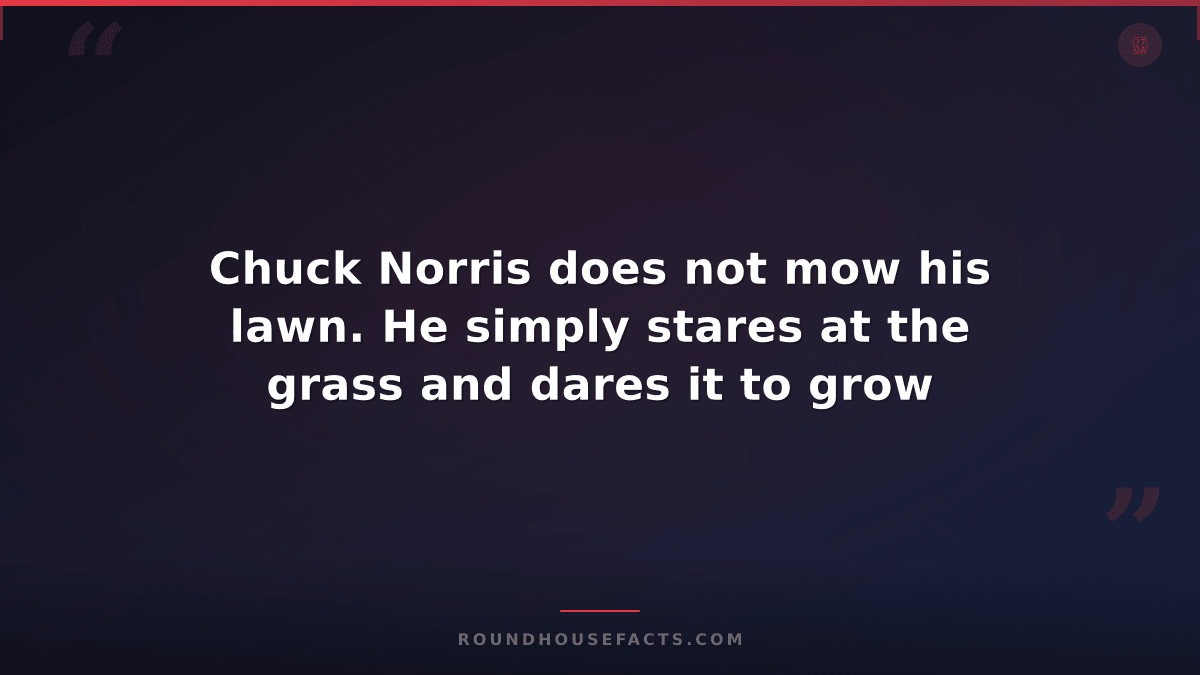 Chuck Norris Fact — Chuck Norris does not mow his lawn. He simply stares at the