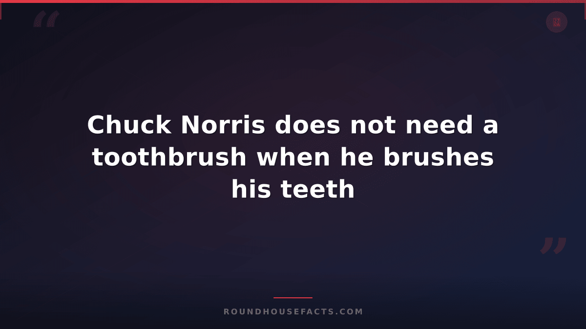 Chuck Norris Fact — Chuck Norris does not need a toothbrush when he brushes his