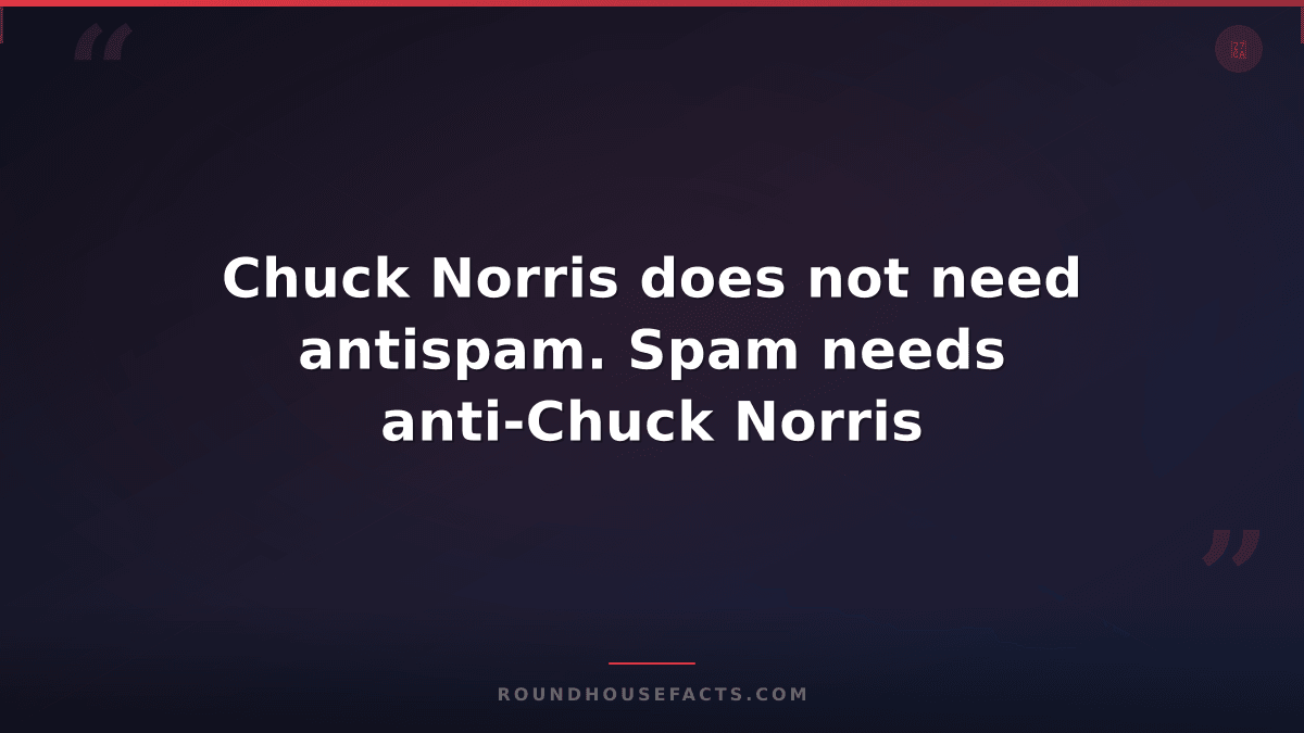 Chuck Norris Fact — Chuck Norris does not need antispam. Spam needs anti-Chuck N