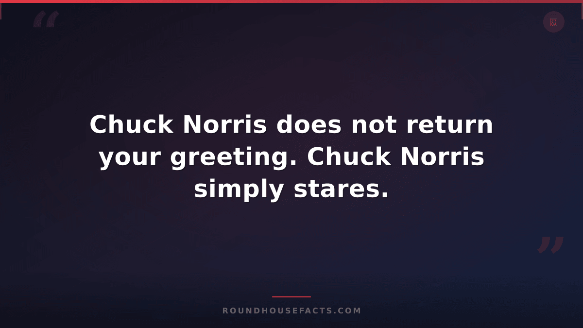 Chuck Norris Fact — Chuck Norris does not return your greeting. Chuck Norris sim