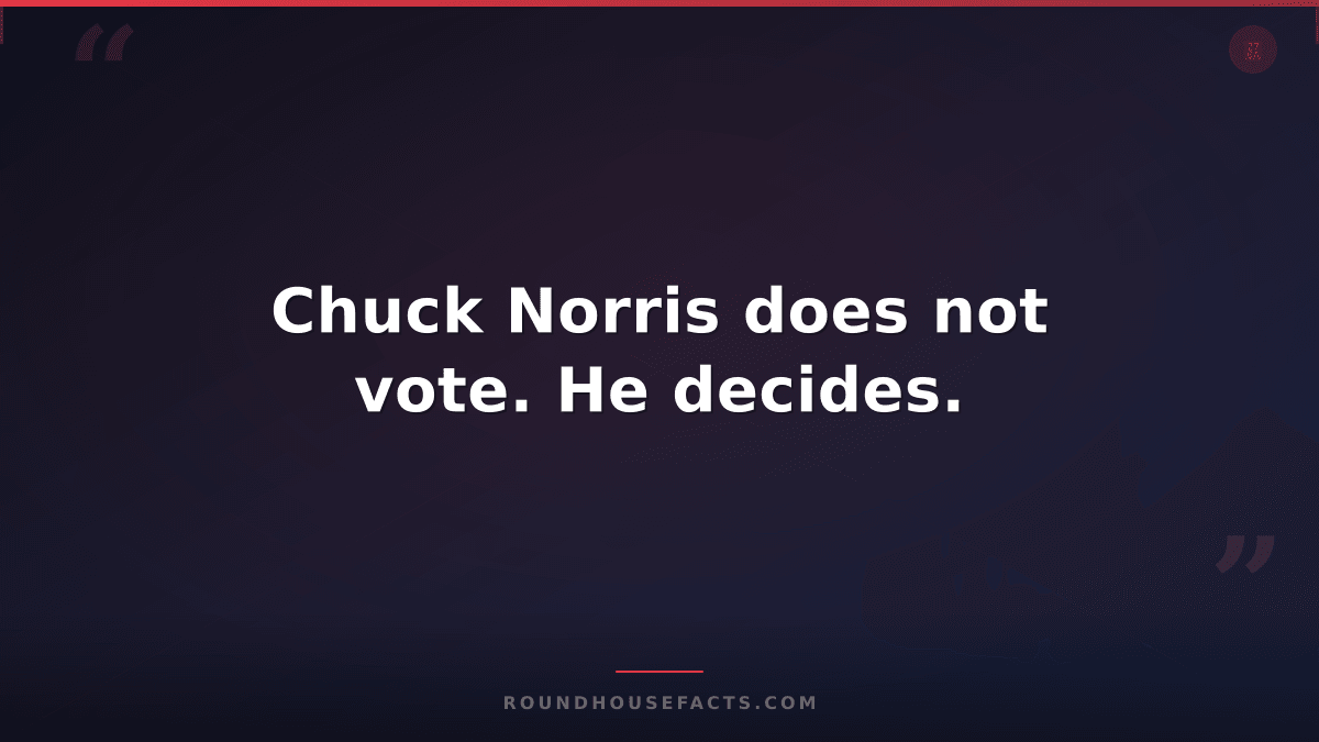 Chuck Norris Fact — Chuck Norris does not vote. He decides.